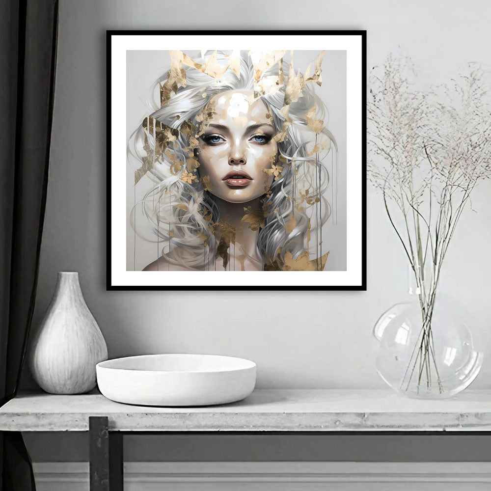 Gouden Meisje (B) Abstracte Kunstdruk