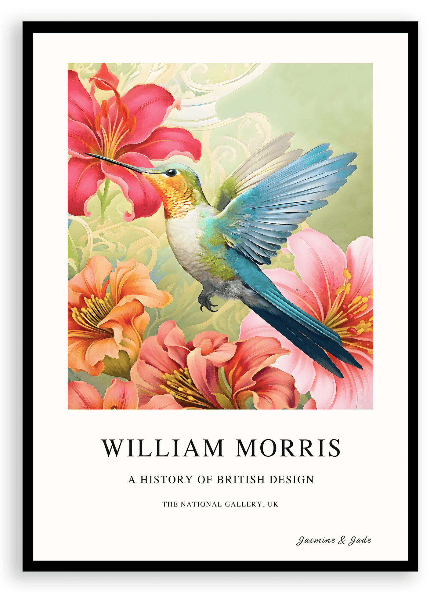 William Morris Inspired, Signed - Hummingbird Print