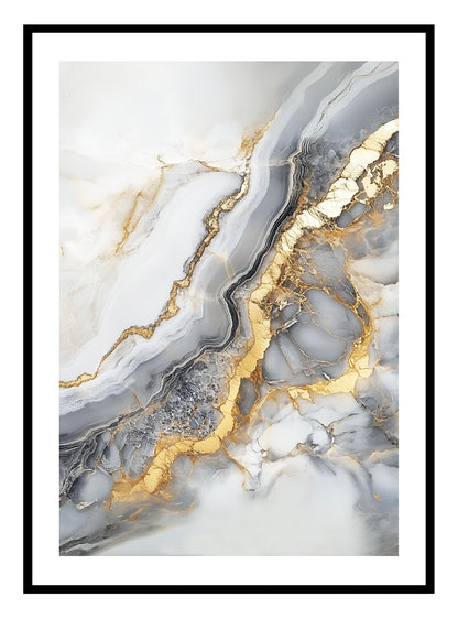 Gold & Grey Geode (B) Art Print