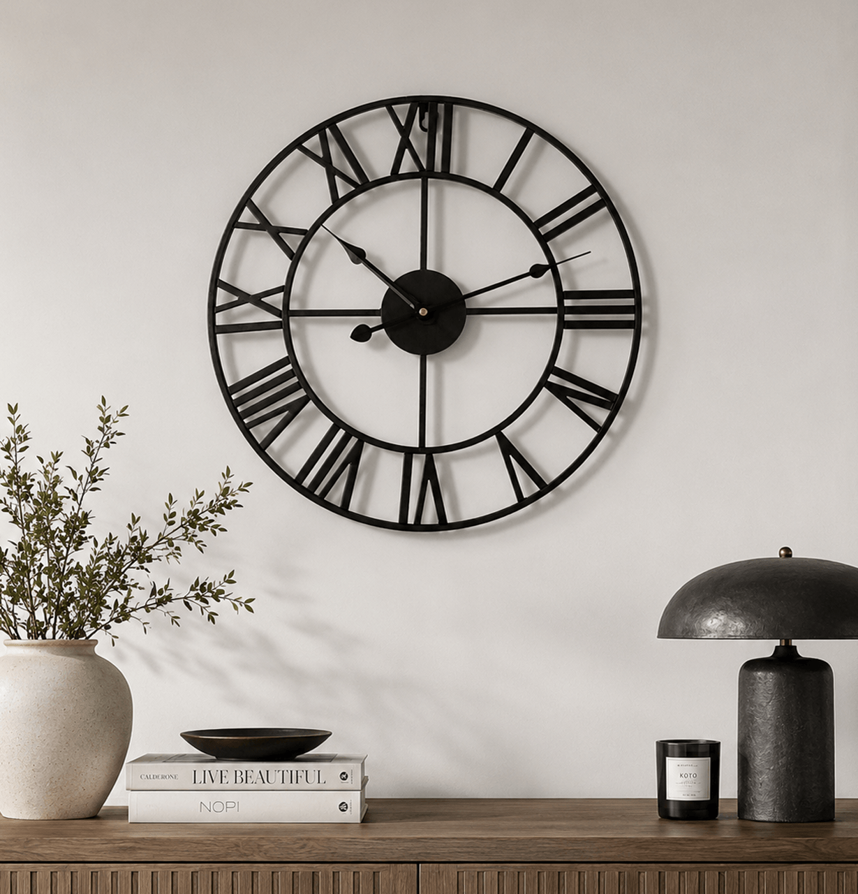 Modern Black Skeleton Wall Clock - 3 Colour Options