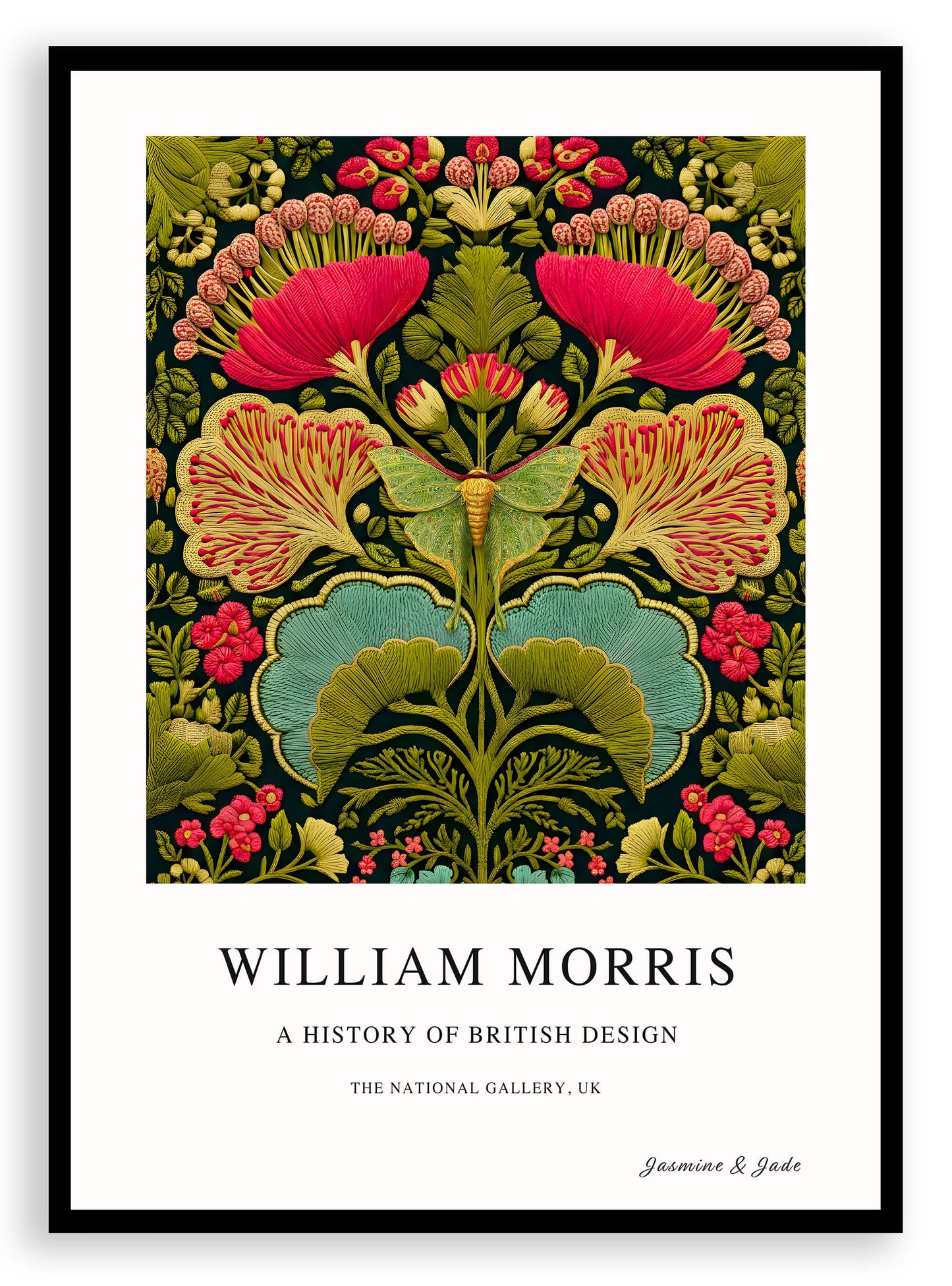 William Morris Inspired, Signed - Butterfly Flower Print