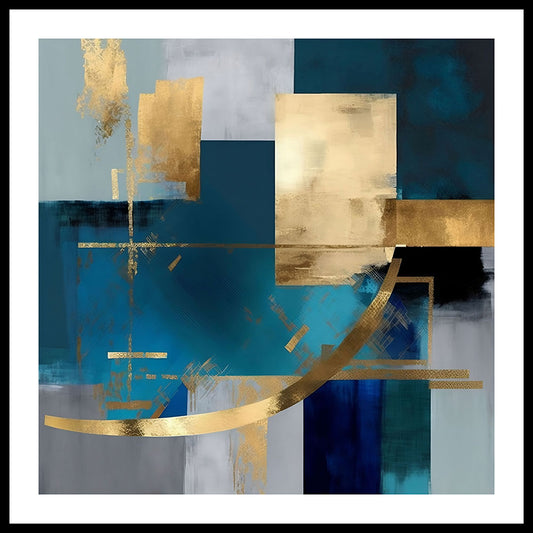 Teal and Gold (A) Abstract Art Print