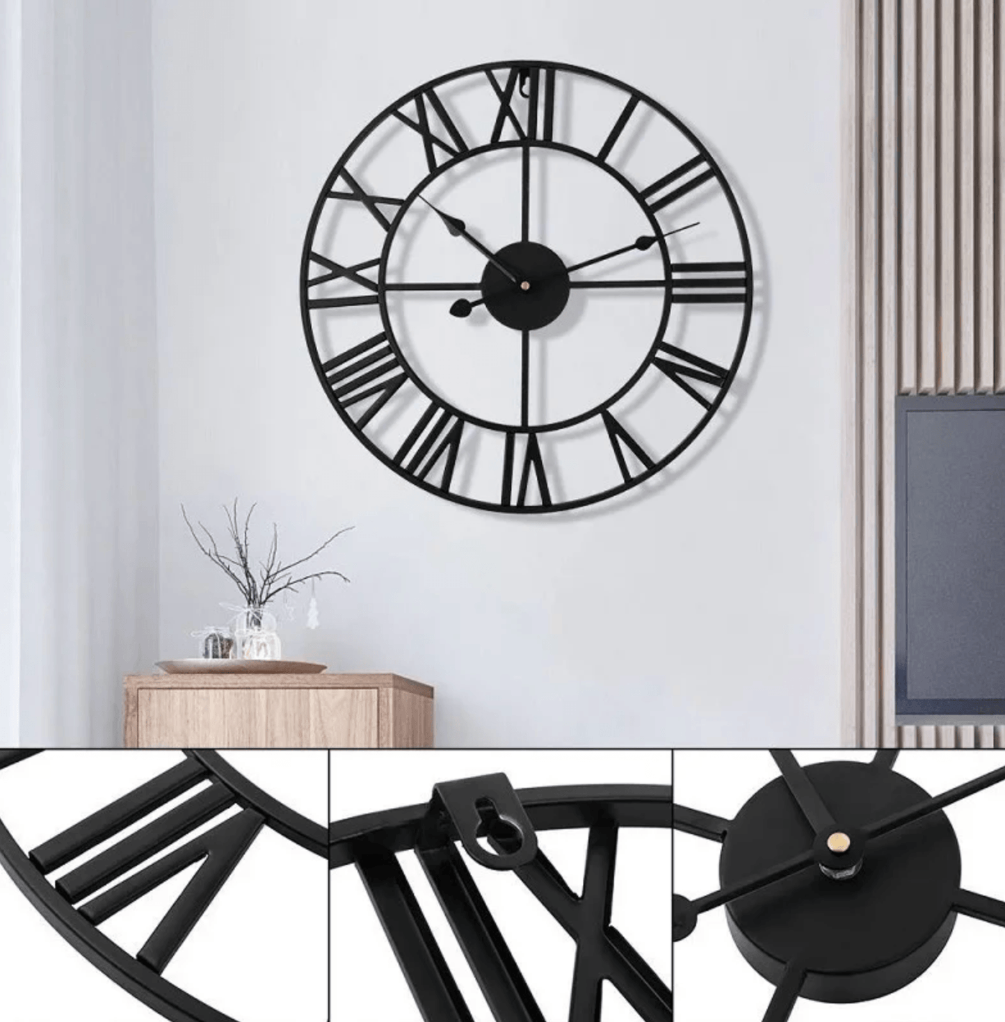 Modern Black Skeleton Wall Clock - 3 Colour Options