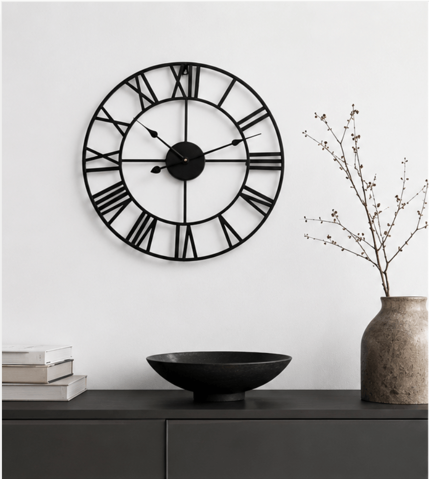 Modern Black Skeleton Wall Clock - 3 Colour Options