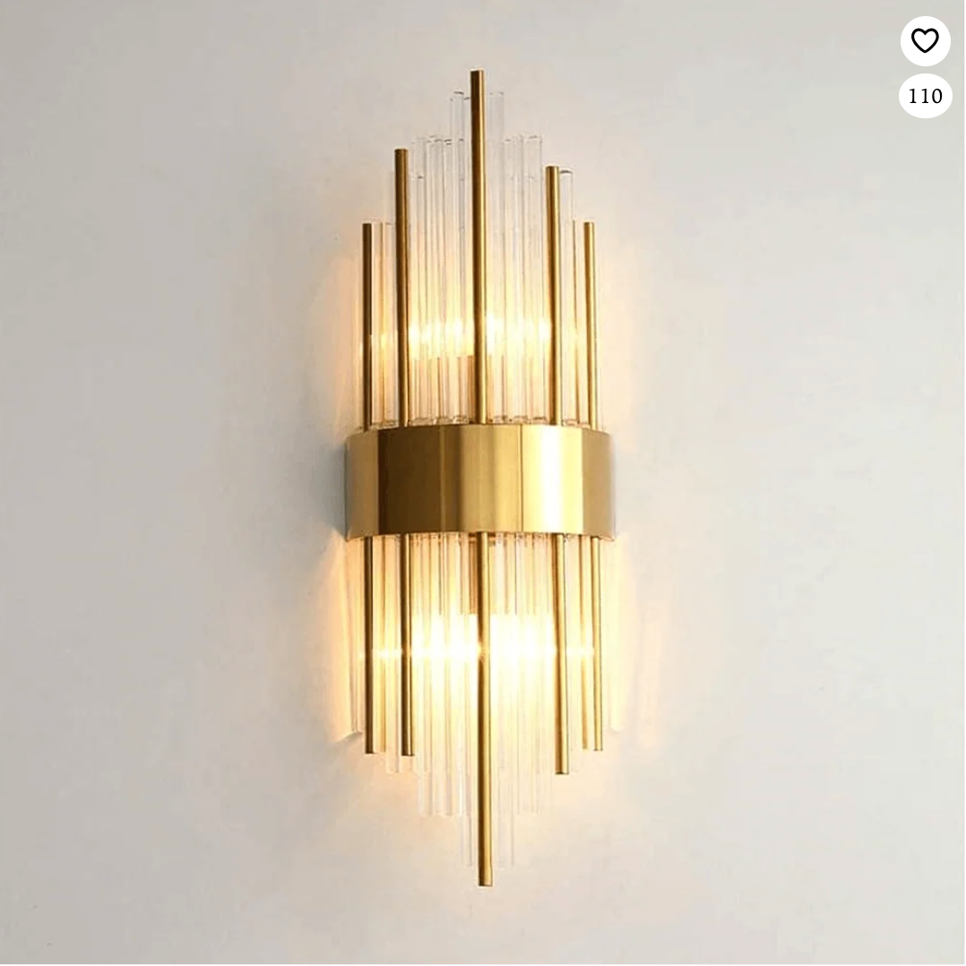 Lamp Wal Modern Crystal - Aur neu Ddu
