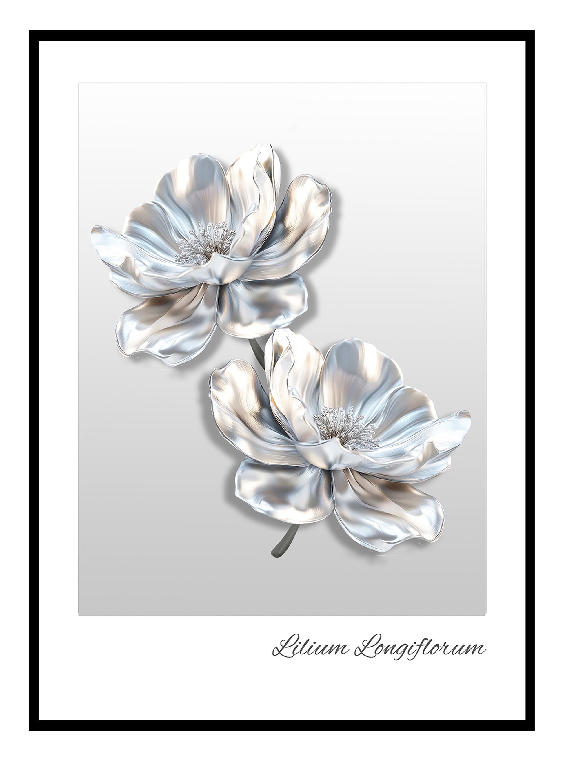 Silver Flowers (B) Art Print