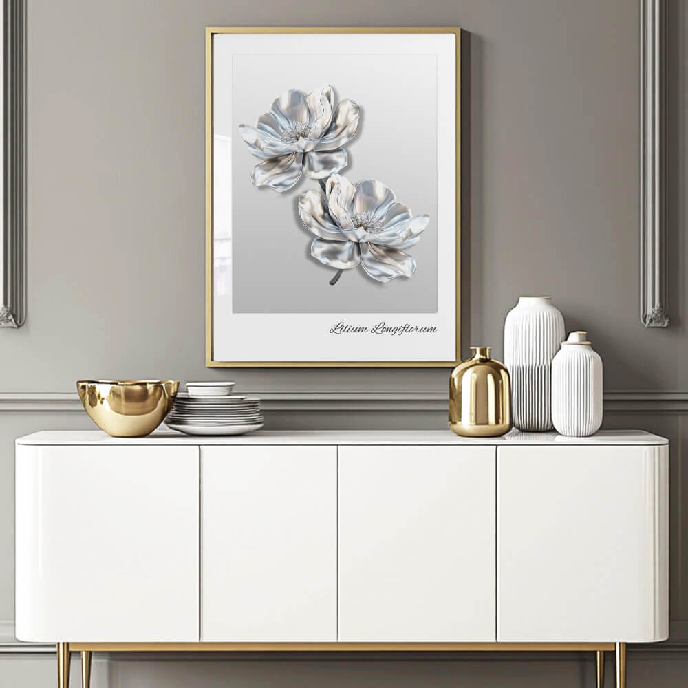 Silver Flowers (B) Art Print