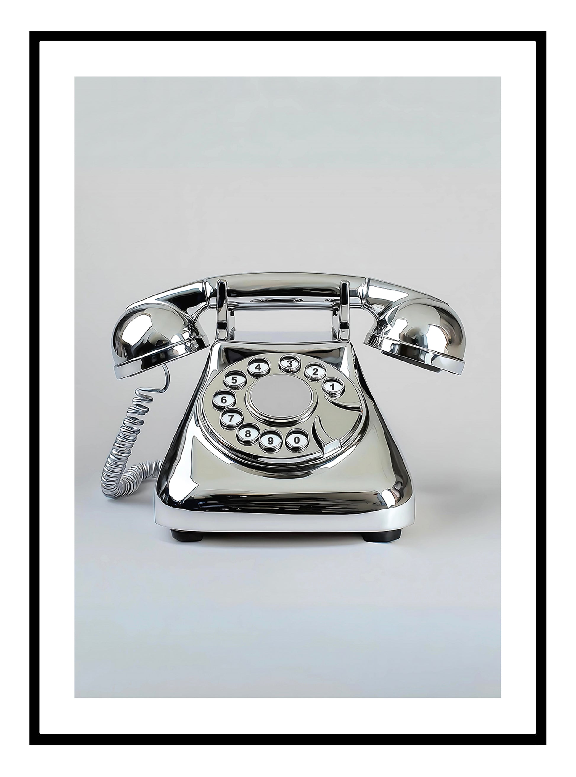 Silver Retro Telephone Art Print