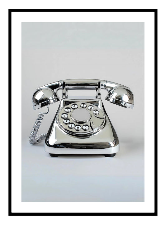 Silver Retro Telephone Art Print