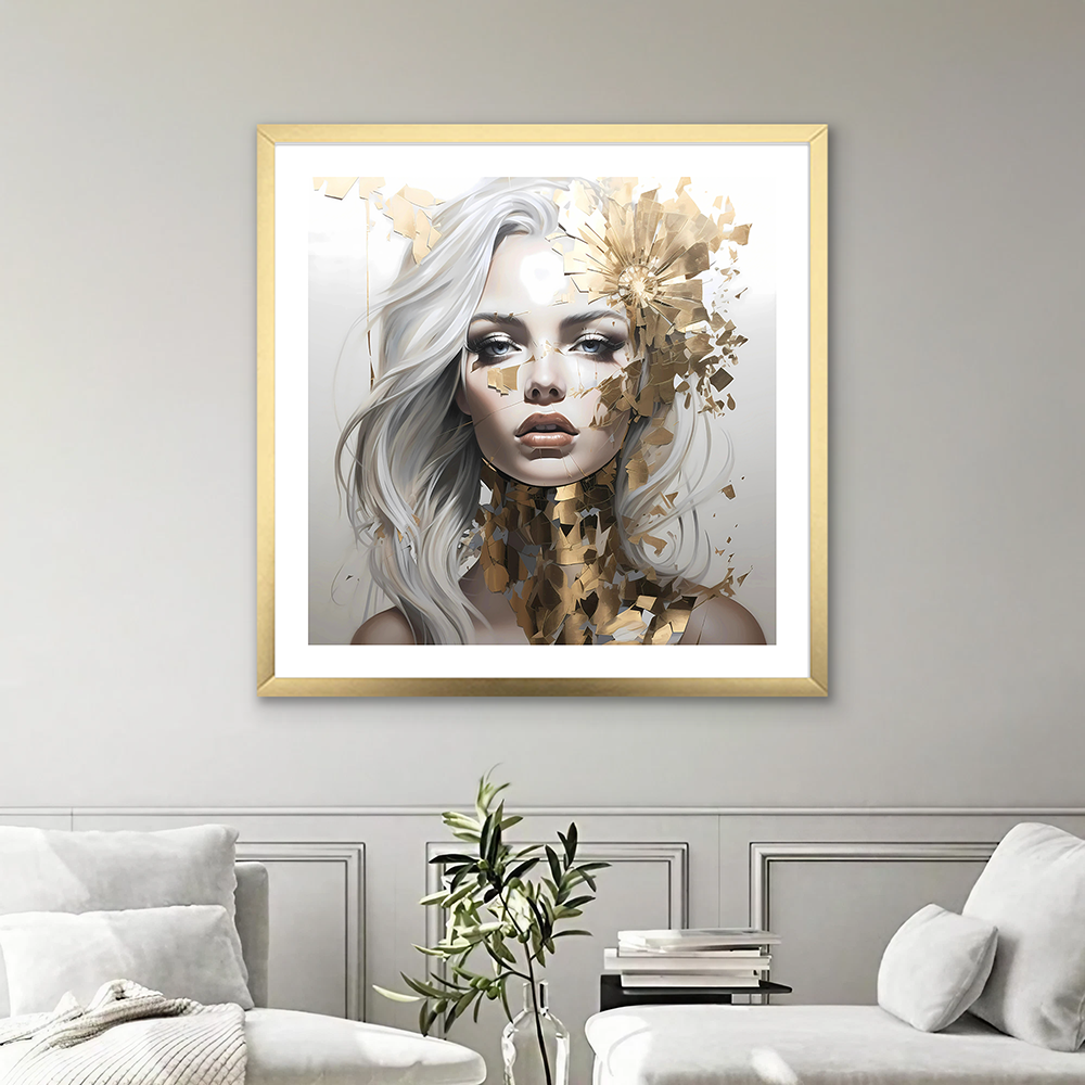 Golden Girl (B) Abstract Art Print | Square or Portrait