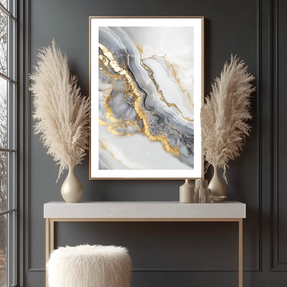 Gold & Grey Geode (A) Art Print