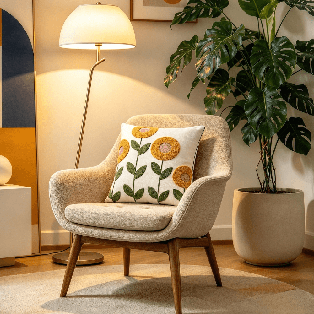 Tufted Floral Cushions - 45 x 45cm - 3 Styles