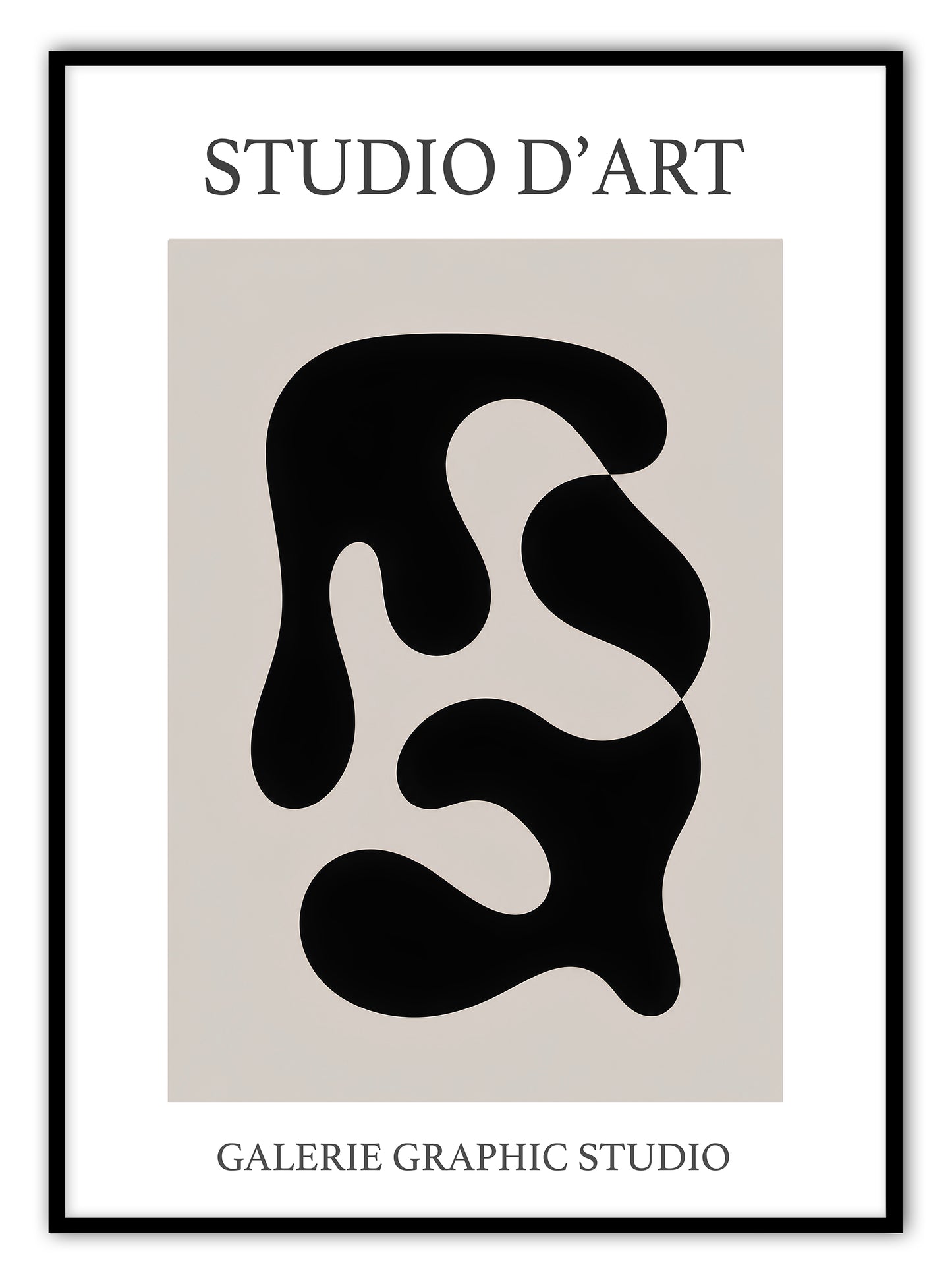 Schwarz - Beige Abstraktes Kunstbild (A)