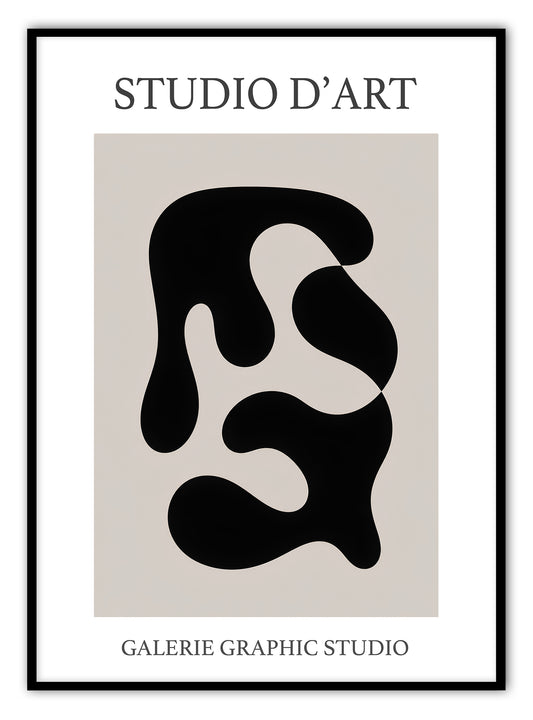Schwarz - Beige Abstraktes Kunstbild (A)
