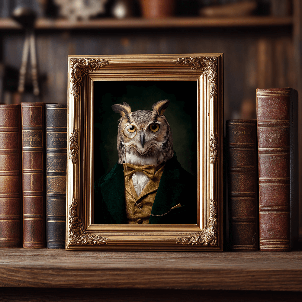 Owl Vintage Portrait – Renaissance Art Print