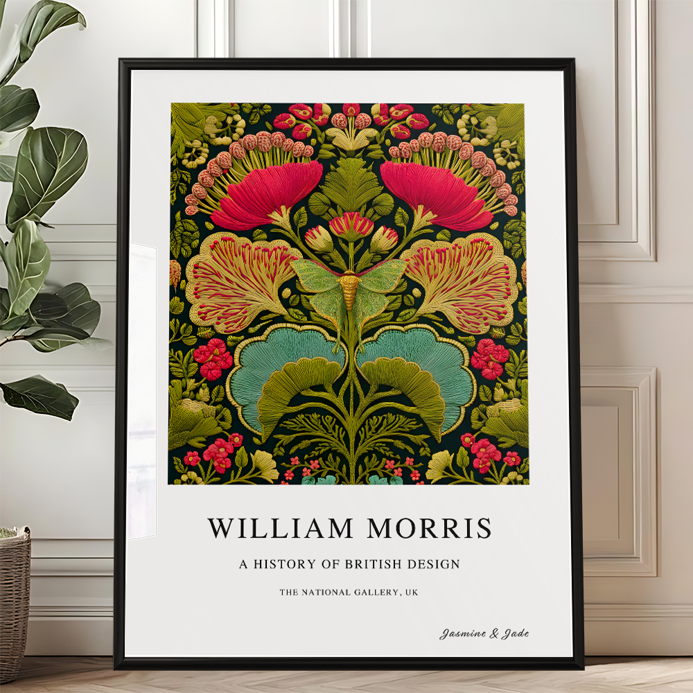 William Morris Inspired, Signed - Butterfly Flower Print