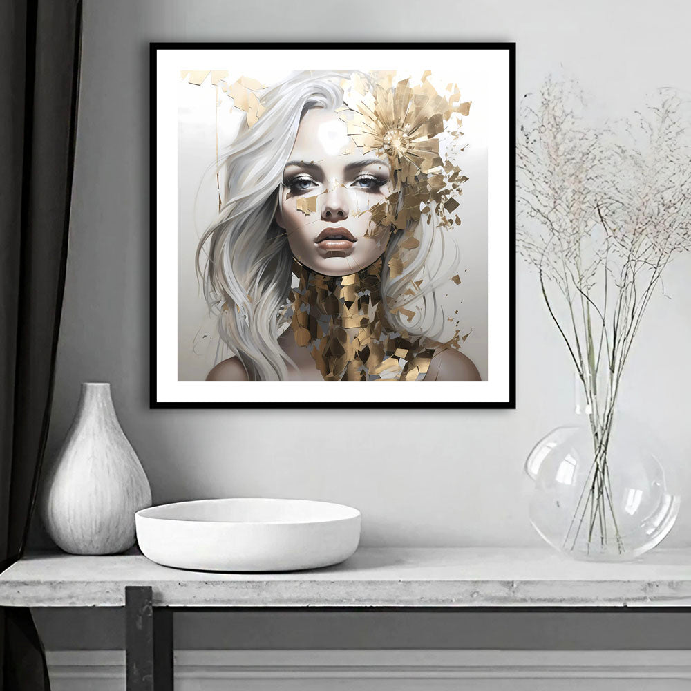 Golden Girl (B) Abstract Art Print | Square or Portrait