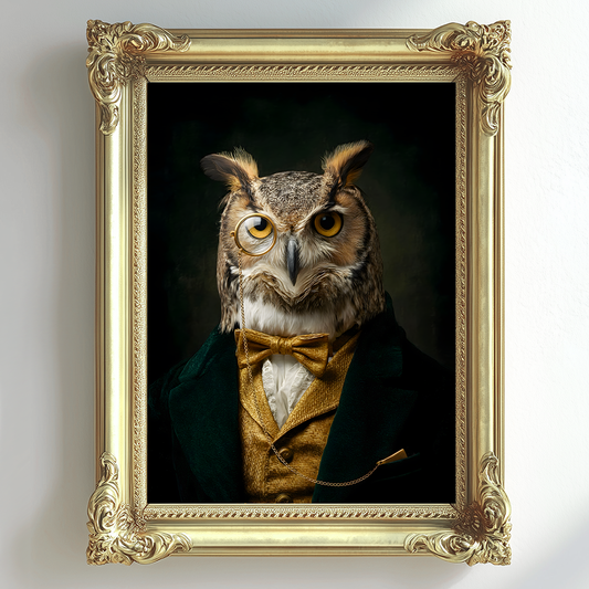 Owl Vintage Portrait – Renaissance Art Print