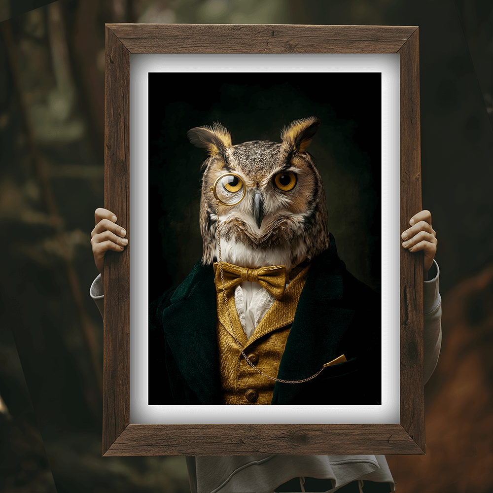Owl Vintage Portrait – Renaissance Art Print