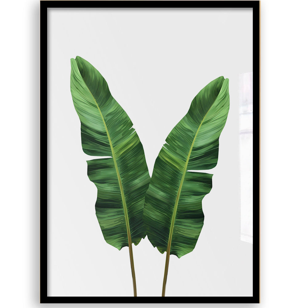 Impressão artística de folhas de strelitzia