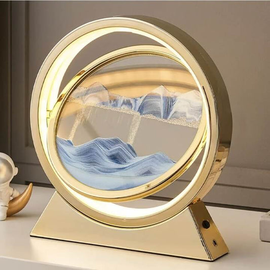 The Sands of Time Lamp - Rotating LED Sand Art Lamp - Gold Frame
