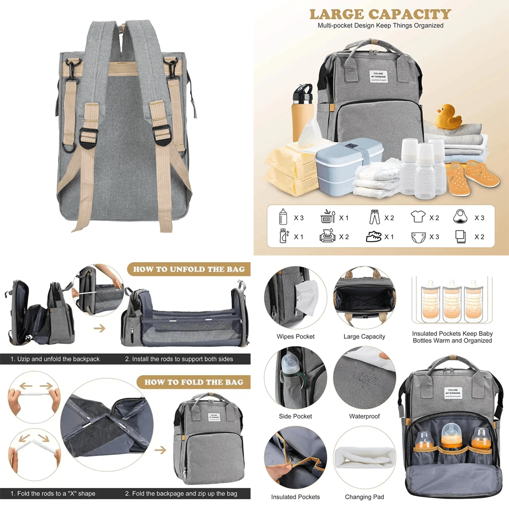 Maternity Bag - Crib/ Changing Station - 2 Colours