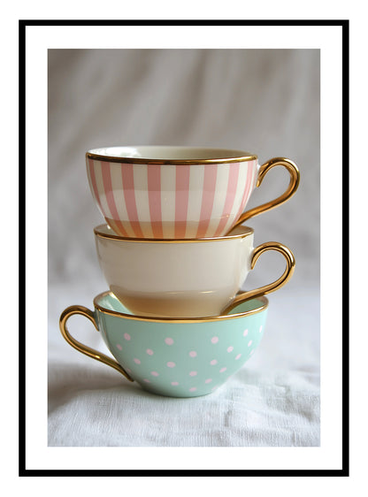 Affiche artistique de tasses à thé anciennes