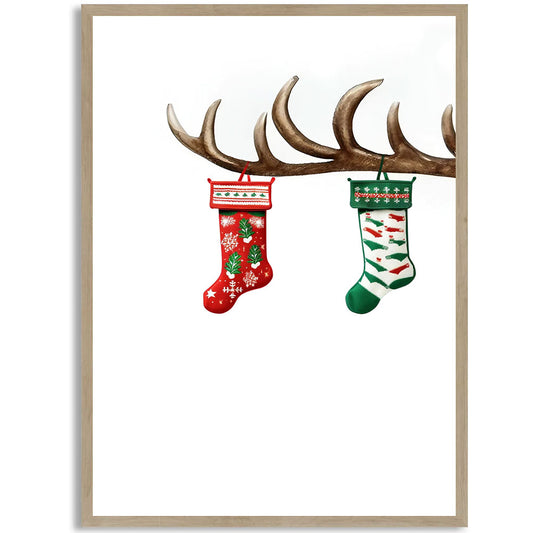 Triptych Christmas Reindeer Print (A)
