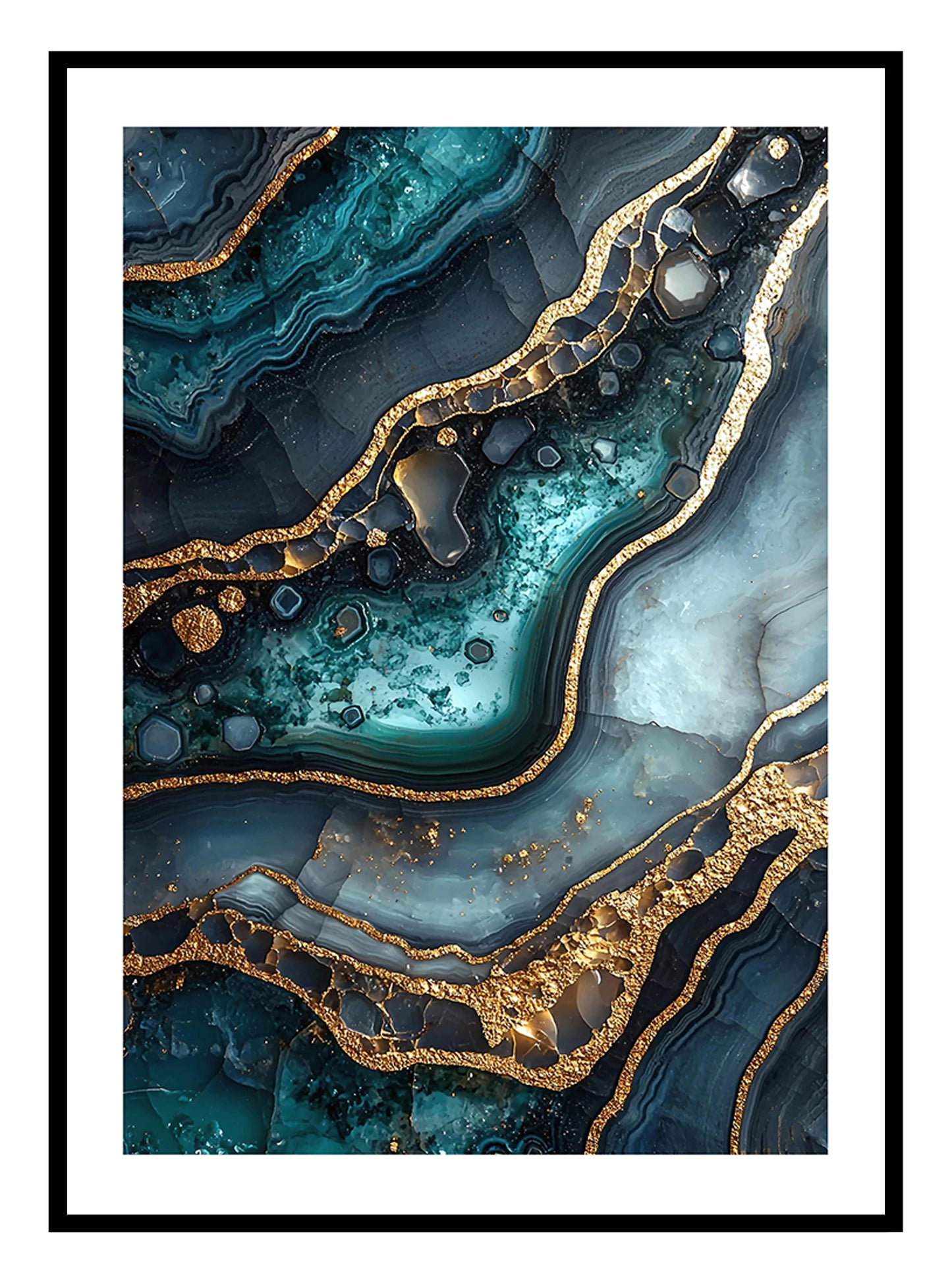 Stampa artistica Geode blu e oro