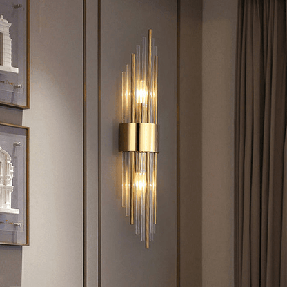 Crystal glass and gold wall light, wall lamp
