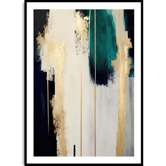 Emerald and Gold (1) Abstract Art Print