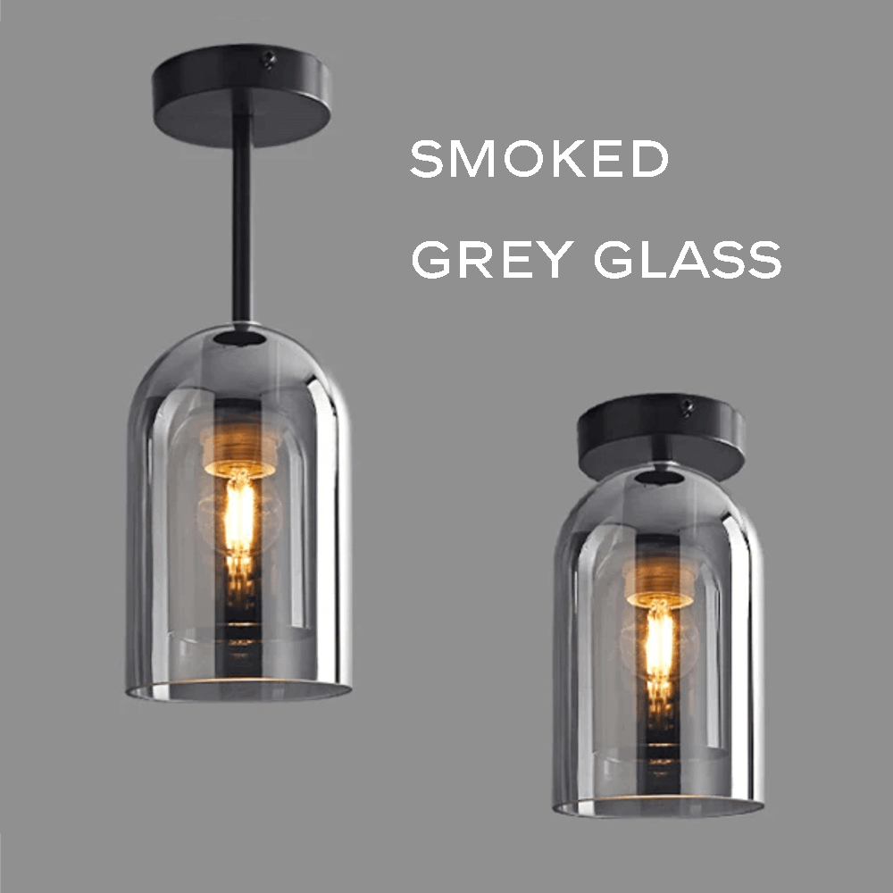 Minimalist Glass Dome Pendant Light - Smokey Grey Glass