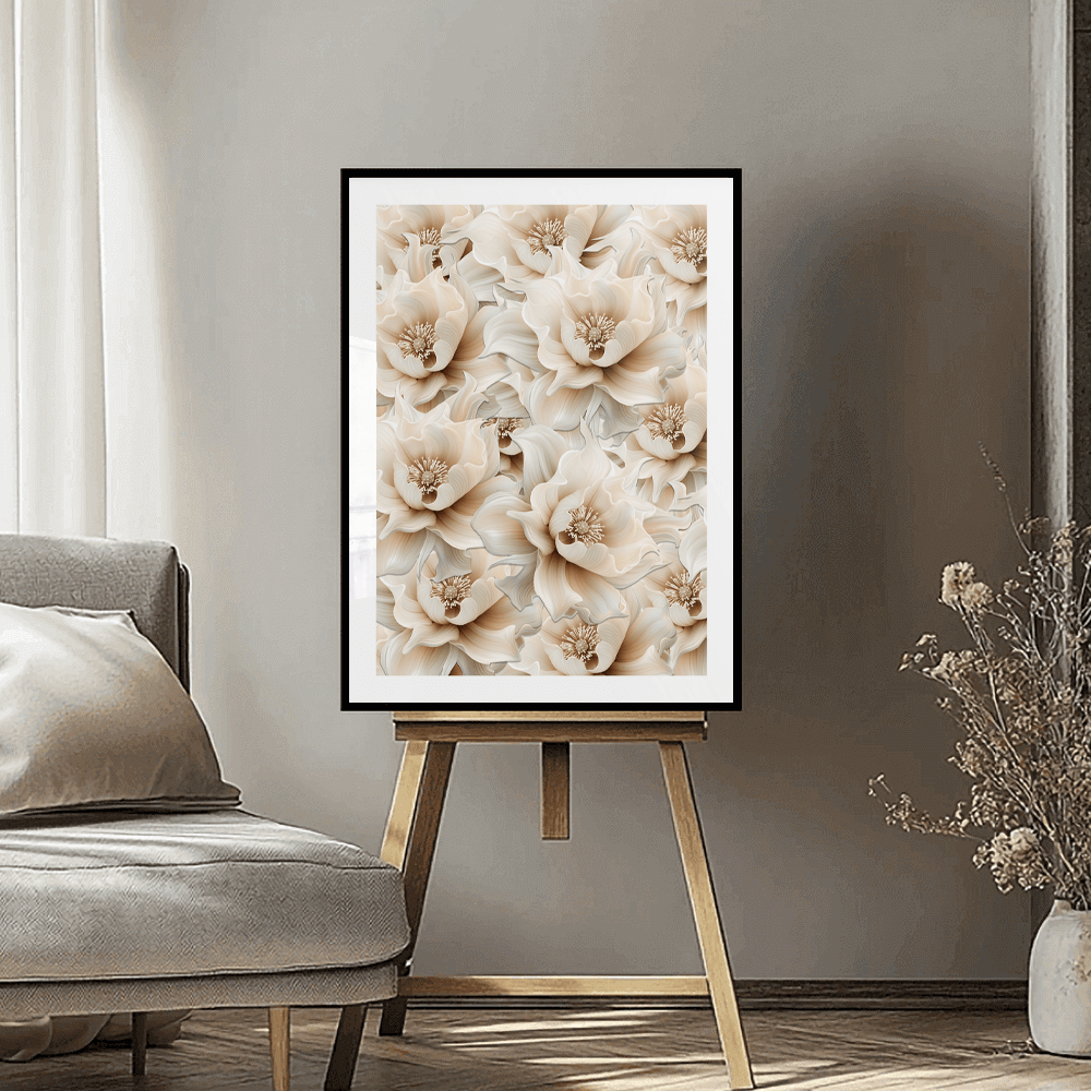 Beige Flowers (A) Art Print