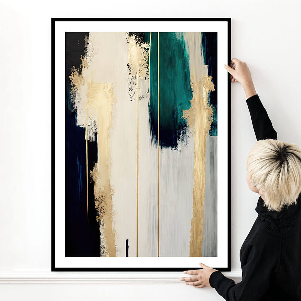 Emerald and Gold (1) Abstract Art Print