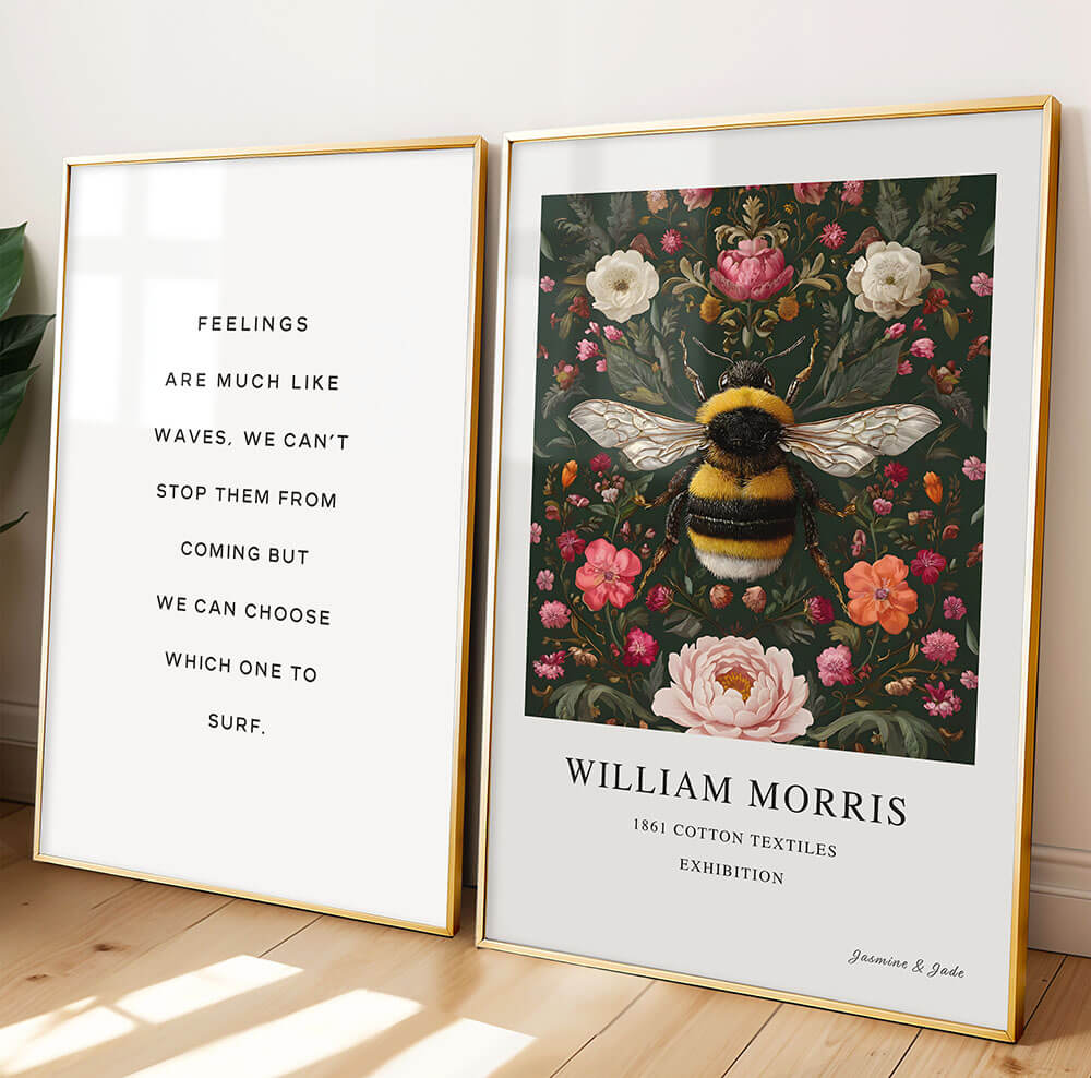 Inspirado en William Morris, Firmado - Estampado de Colibríes