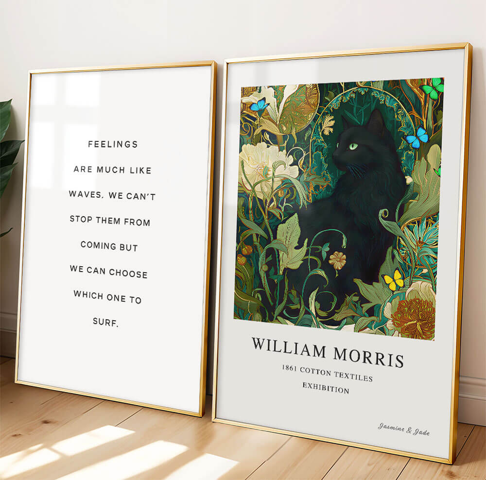Inspirado en William Morris, Firmado - Estampado de Colibríes