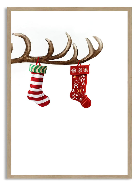 Triptych Christmas Reindeer Print (C)