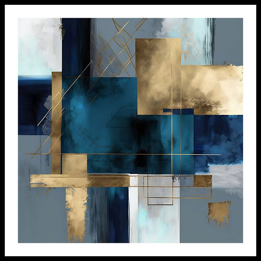 Teal and Gold (B) Abstract Art Print
