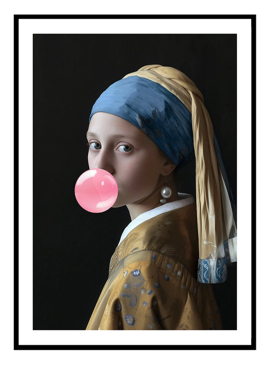 Girl with a pearl earring - Bubble Pop Art Print - Free Printable Art