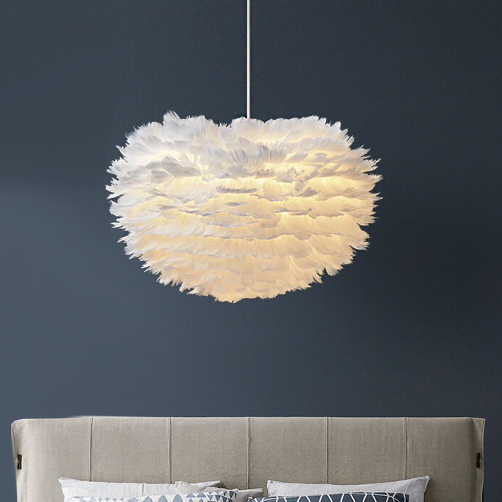 Mercer41 Contemporary Feather Pendant Light Shade With Transparent Acrylic Droplets U001957731 - View #3