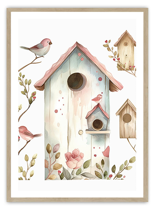 Nordic Birdhouse, Nursery Art Print
