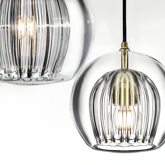 Pleated Glass Pendant Light - 3 Colours