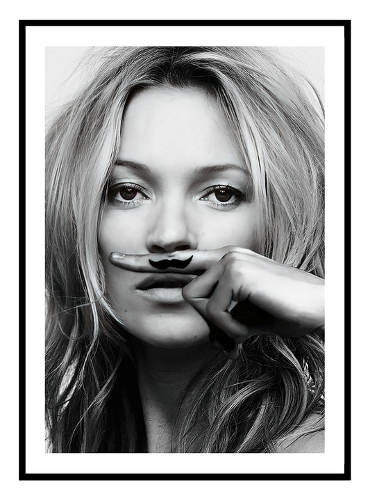 Kate Moss Moustache Art Print