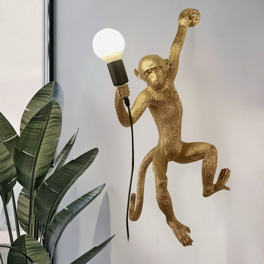 Cheeky Monkey Gold Wall Lamp