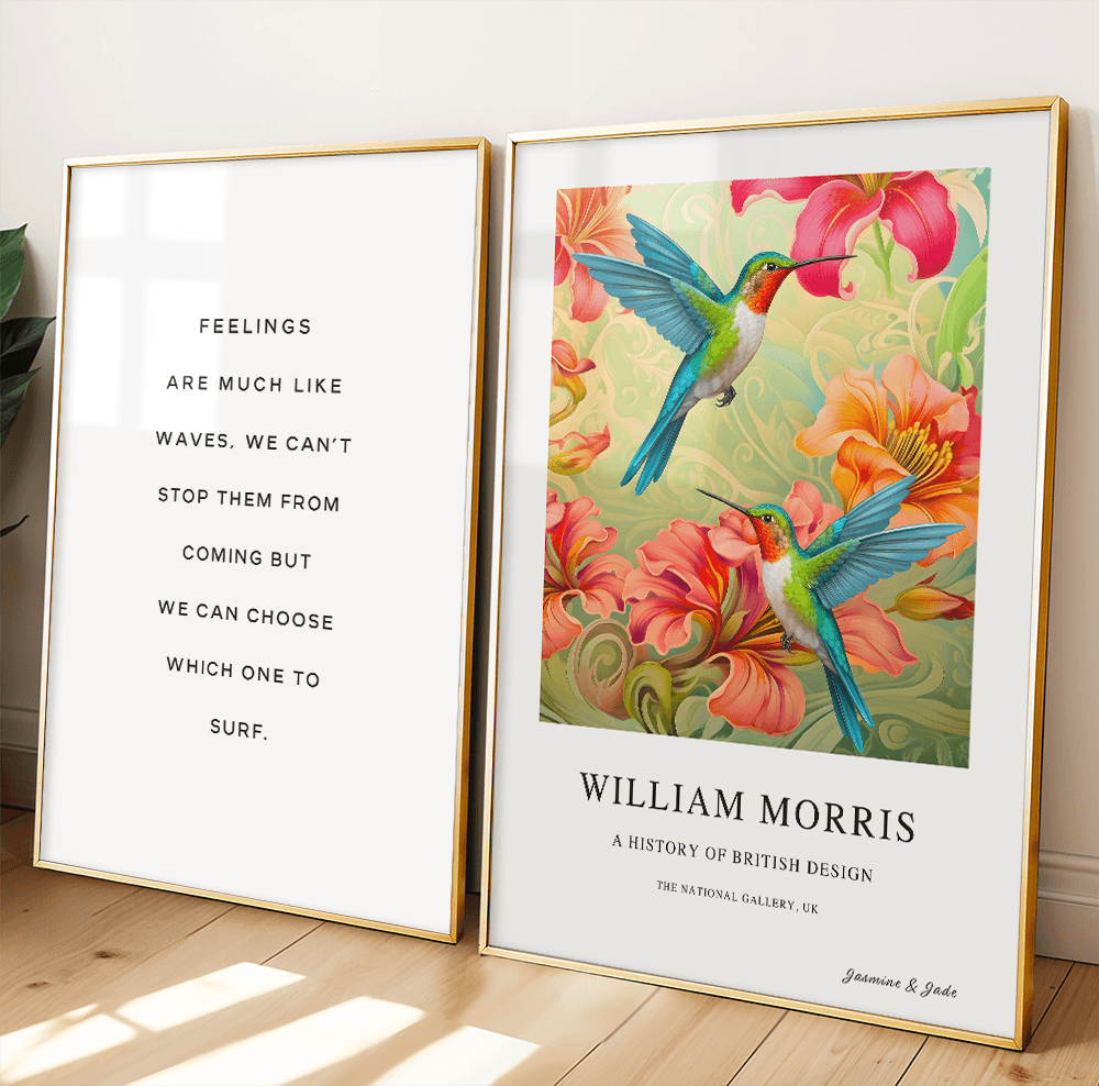 William Morris Inspired, Signed - Hummingbirds Print