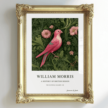 William Morris Inspired, Signed - Pink Bird Print