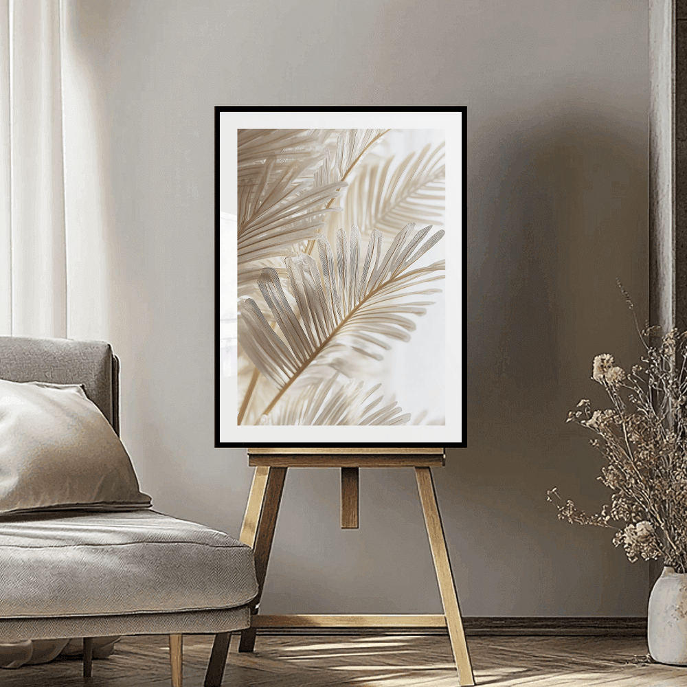 Beige Leaves Art Print