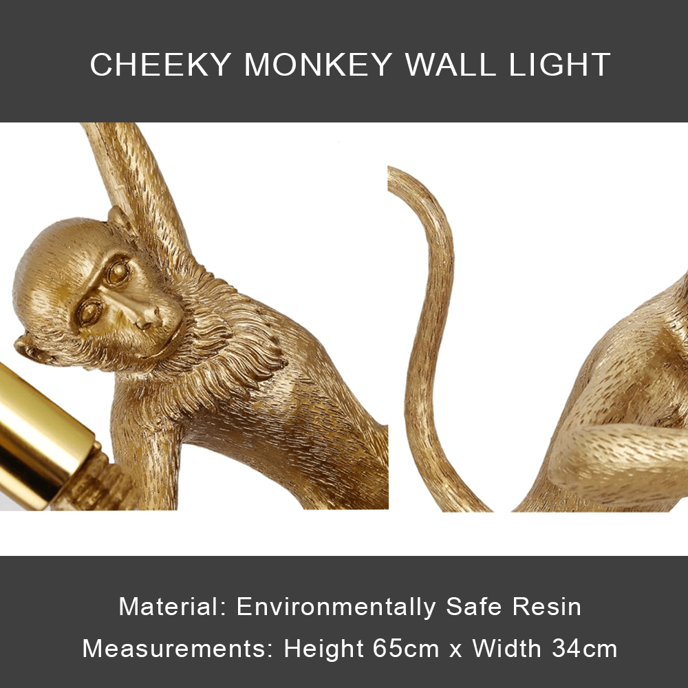 Cheeky Monkey Gold Wall Lamp