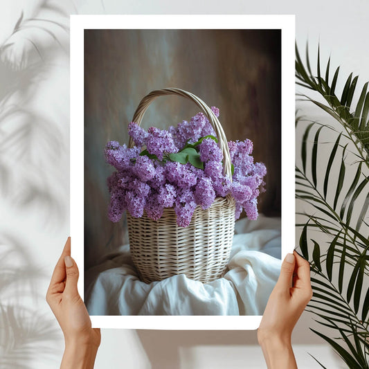 Lilac Flower Basket Art Print