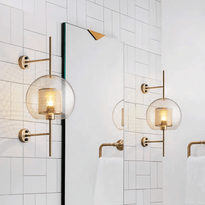 Lámparas de pared esféricas modernas: doradas o plateadas